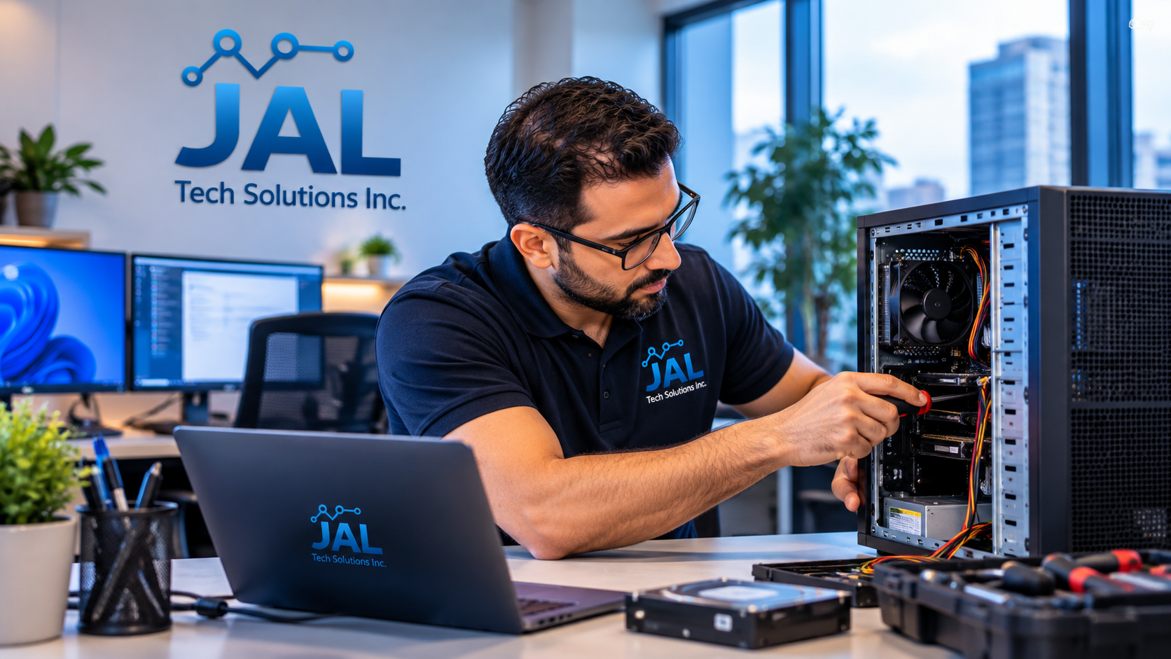 Technicien JAL Tech Solutions offrant du support informatique